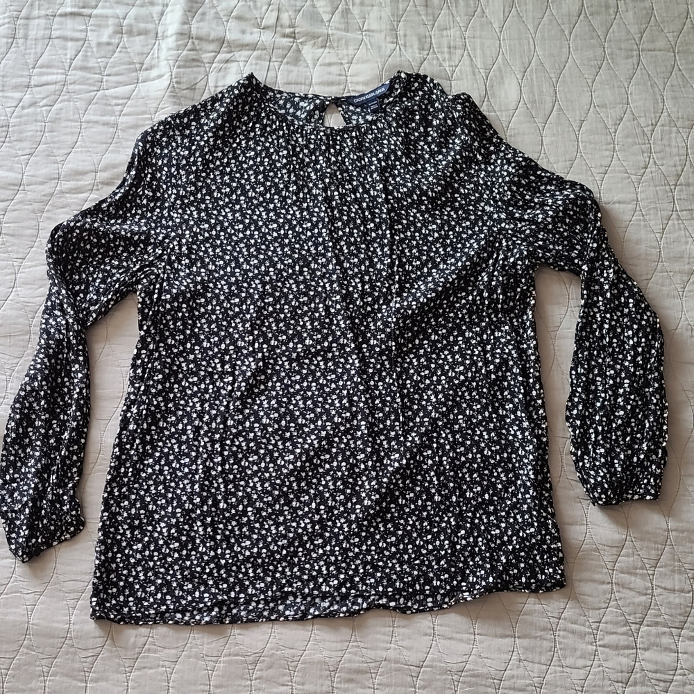 Calvin Klein Jeans Floral Blouse - Black & White, Size XL